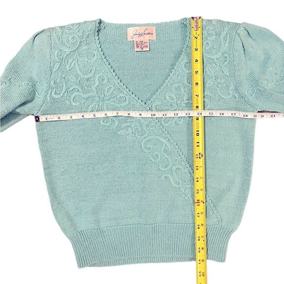 Jaclyn Smith Vintage Beaded Sweater Mint Green V Neck Womens Small - Picture 7 of 8
